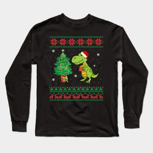 T-rex Merry Xmas Ugly Christmas Long Sleeve T-Shirt